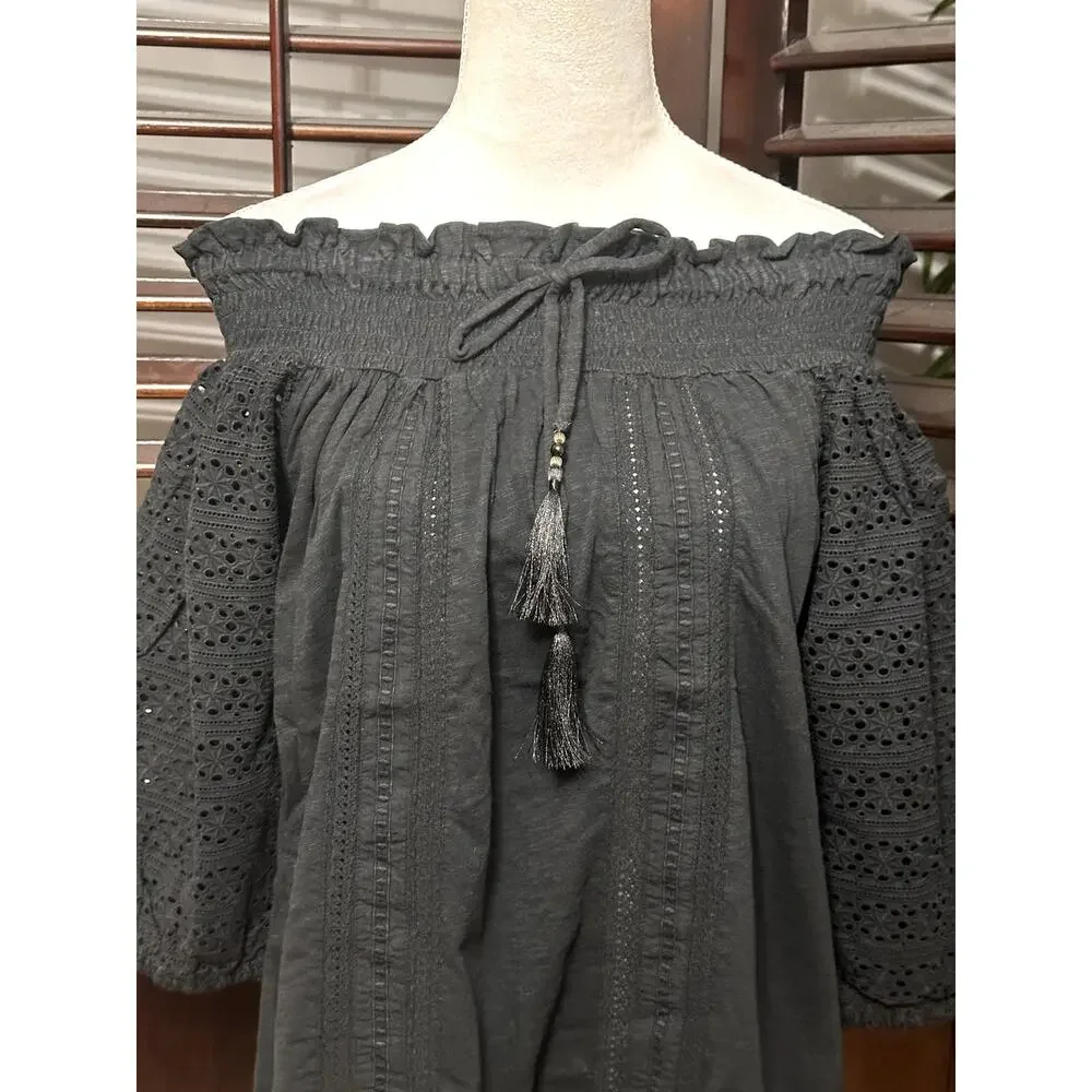 Lauren Ralph Lauren Women's Off Shoulder Eyelet Lace Sleeve M NWT - Picture 3 of 10